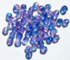 50 6mm Faceted Tri Tone Pink, Blue, & Violet AB Beads